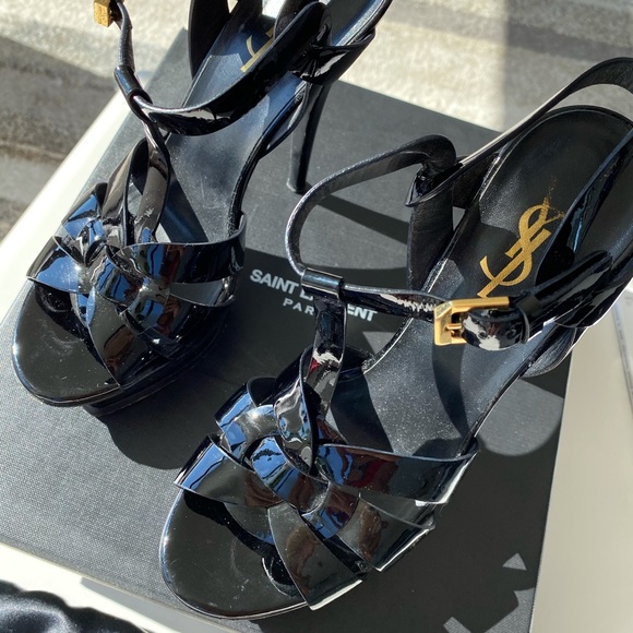 Saint Laurent TRIBUTE PLATFORM SANDALS PATENT US 6 - Picture 7 of 16